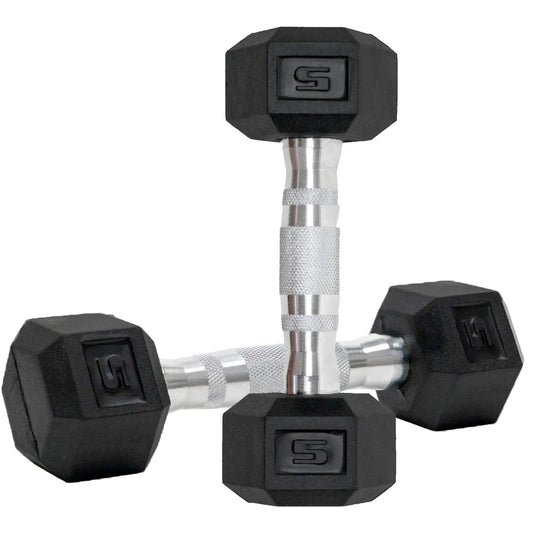 HexaGrip 5lb Rubber Dumbbell Set